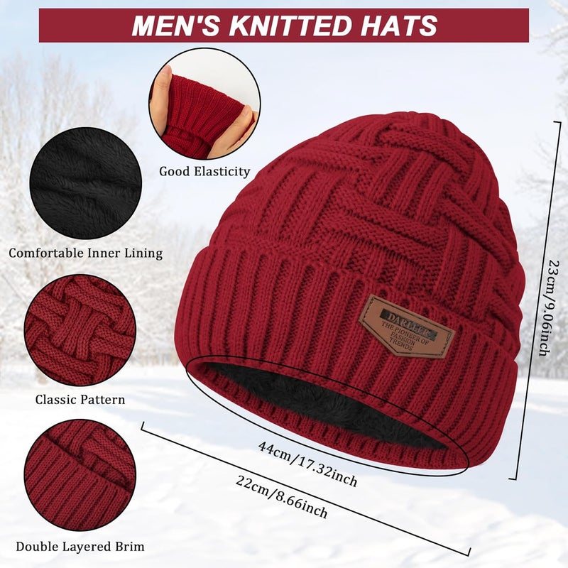 Darller Mens Winter Hats Scarf for Men with Touchscreen Gloves Warm Long Scaves and Skull Caps Beanie Hat Gloves Set - Image 2